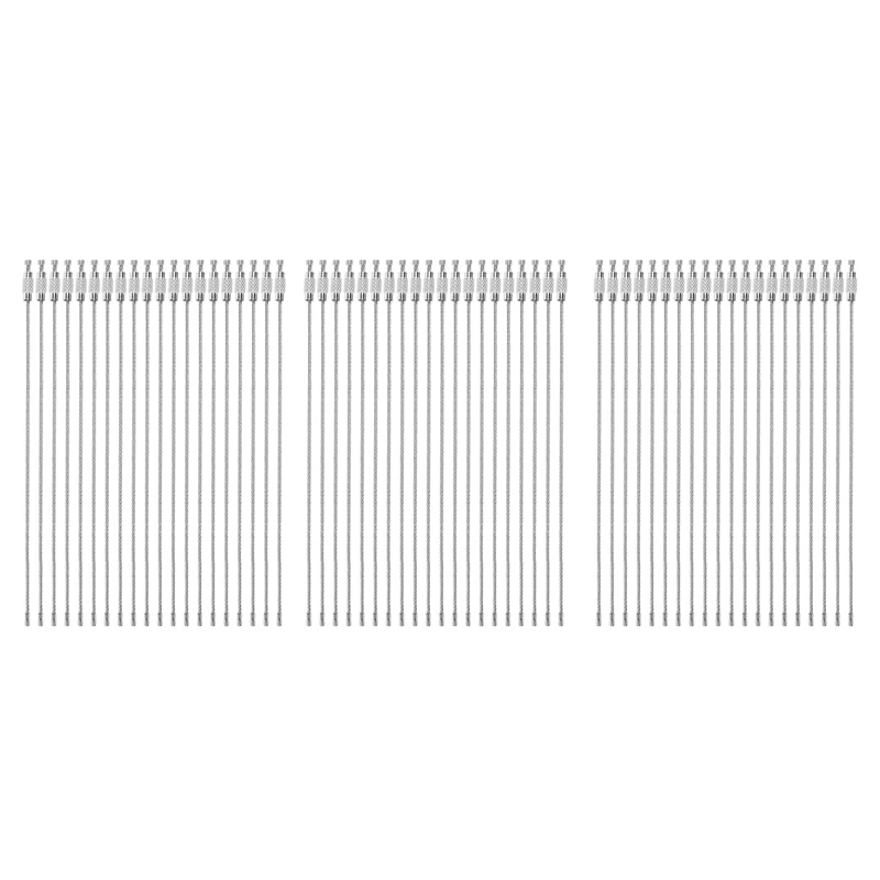 

60-Pack-Silver Ultra Tough Stainless Steel String Wire Luggage Tags Loop Key Rings