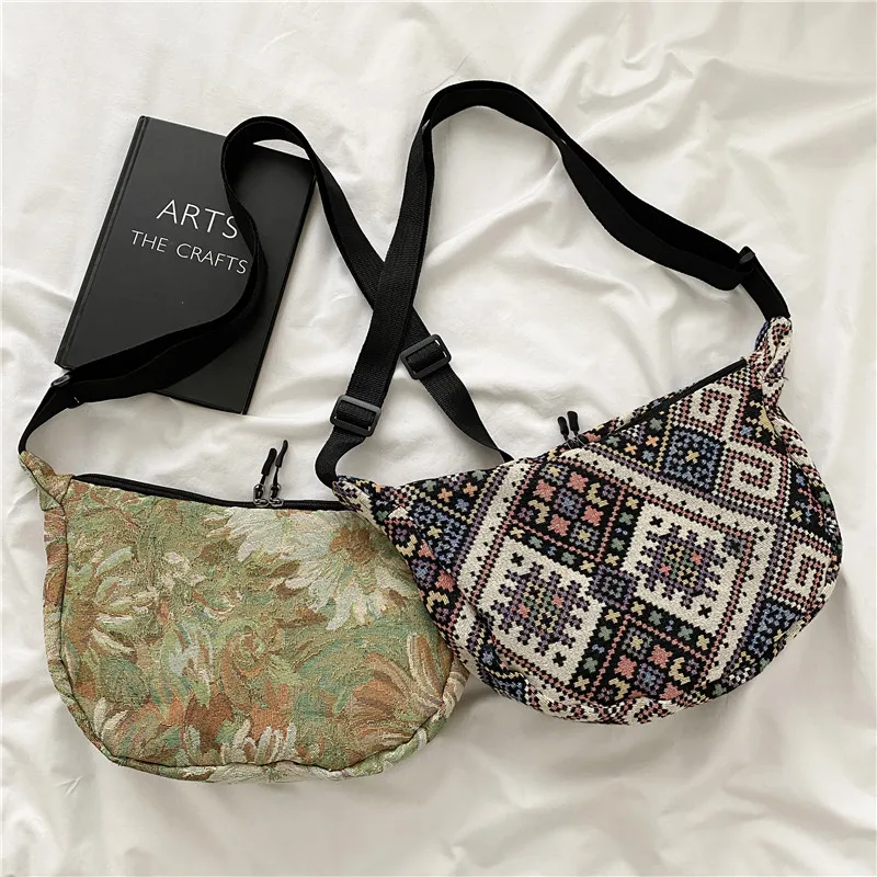 

Fashion Vintage Women Large Capacity Messenger Bags Contrast Color Ladies Crossbody Bags Simple Flower Female Shoulder Bags
