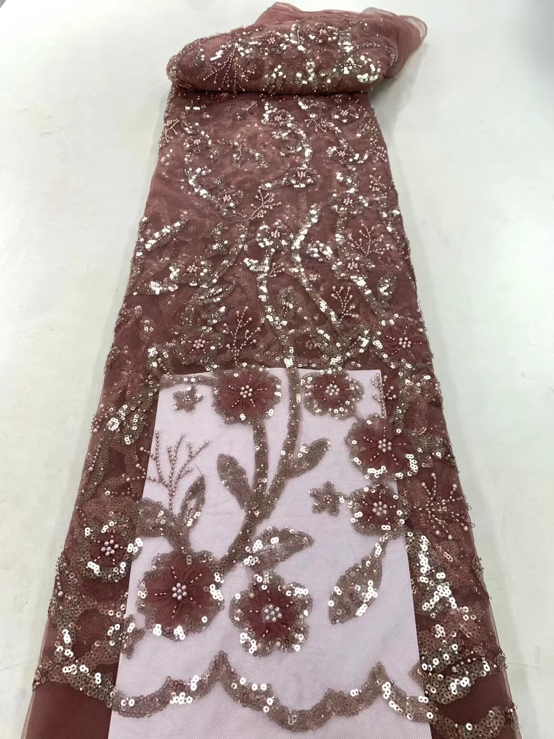 

French Beads Lace Fabrics High Quality 2023 African Material Fabric for Women Wedding Bridal Lace Embroidery Tulle Sequin Fabric