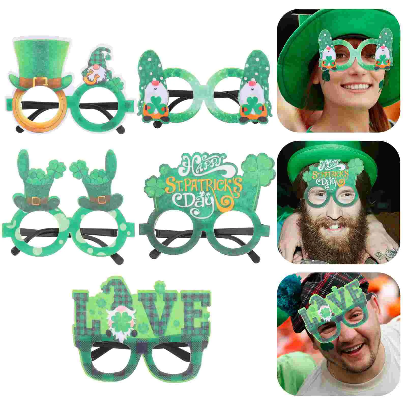 

5pcs Green Ireland Festival Glasses Patrick's Day Eyeglasses Party Favors