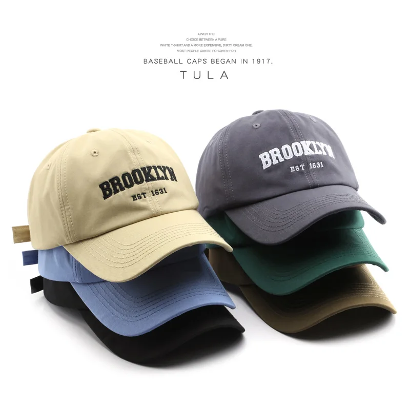 

2022 Spring Korean retro men's alphabet embroidery curved eaves baseball cap outdoor travel women sun visor sun cap cap