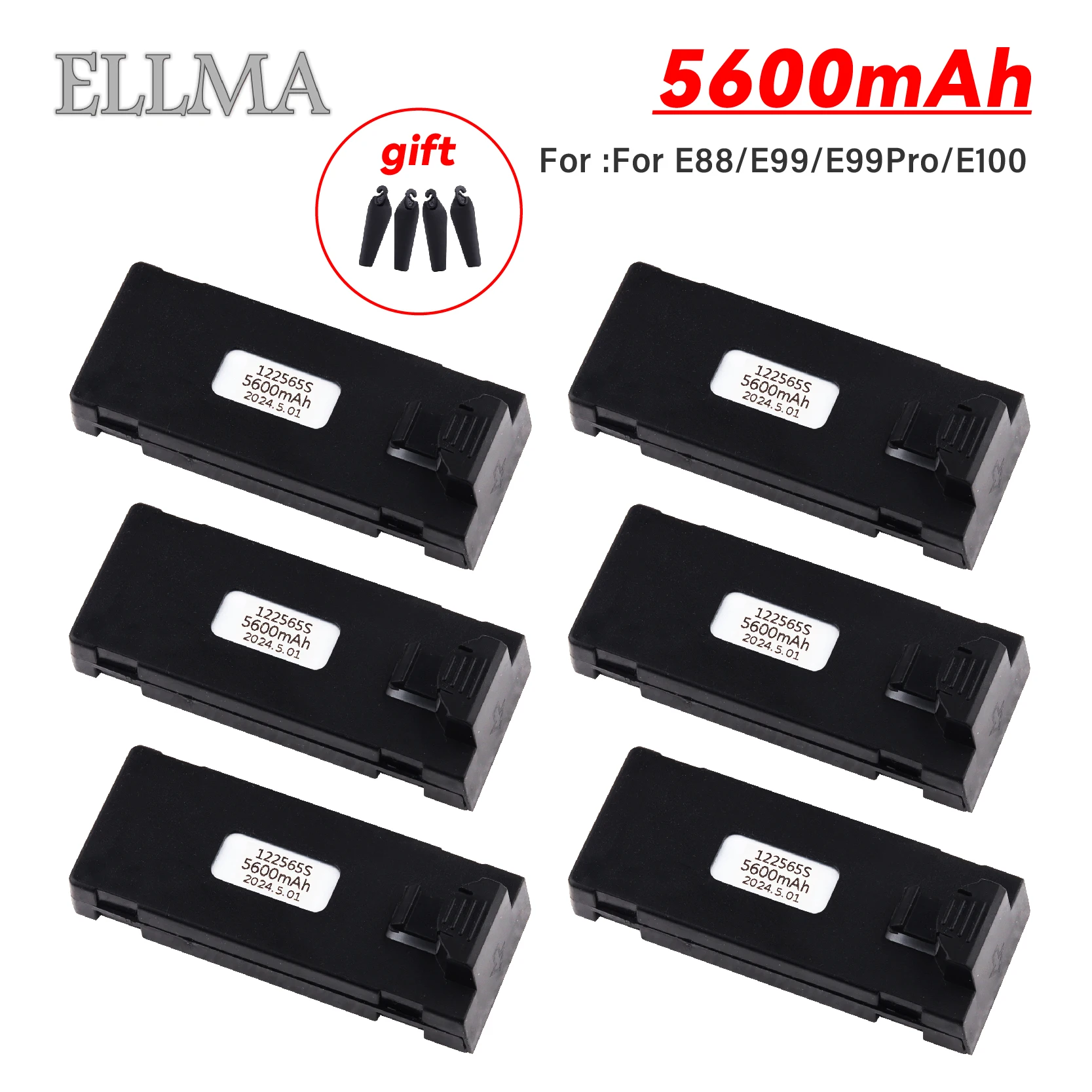 Аккумуляторная батарея для дрона 5600 мАч перезаряжаемая E88 E88PRO E99 P1 K3 E525 H16 F195 F198 PRO