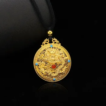 Silk Hollow Round Dragon Pendant for Men Women The Chinese Zodiac Loong Designer Charms for Bracelets