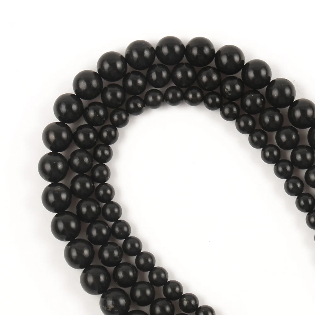 Бусины Shungite из натурального камня для изготовления ювелирных изделий круглые