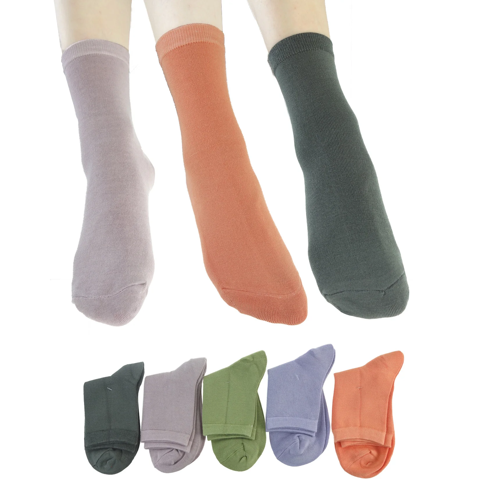 

Medium Long Solid Color Socks Over Ankle Premium Cotton Silk Blended Stockings for Woman