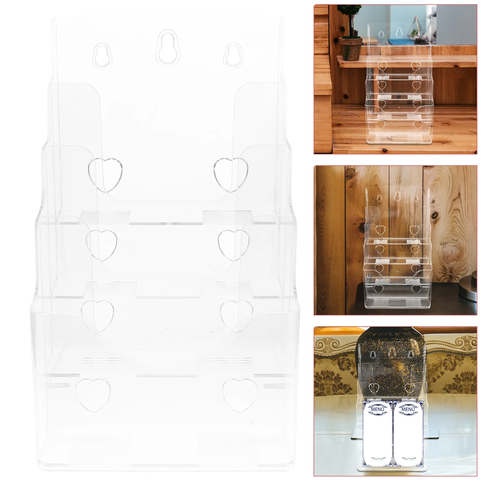 

Folding Rack Pamphlets Stand Acrylic Clear Shelves Display File Stands Brochures Holder Vertical Folder Desktop Organizers