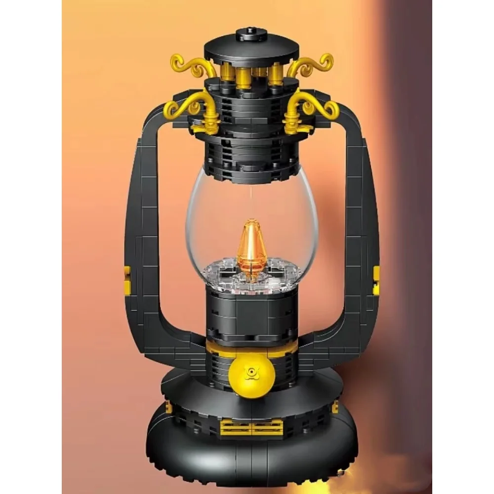 

3D Model Buliding Brick Block Restore Ancient Ways Kerosene Lamp Classic Retro Objects Creative Assembling Toy for Children
