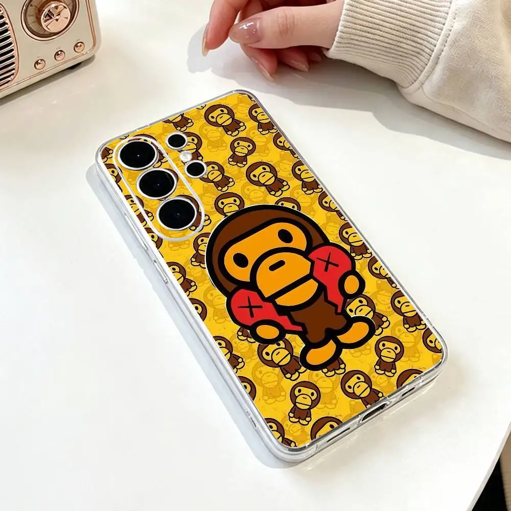 Фото Чехол для телефона в стиле стритвир с принтом Monkey Bape для Samsung S25, S24, S21, S22, S23, S30, Ultra, S20, Plus, FE, прозрачный №5