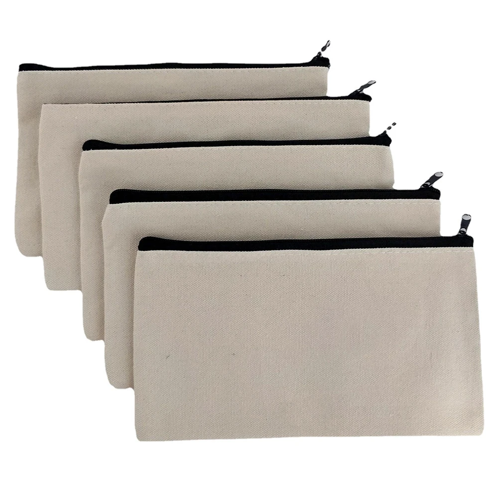 

ISKYBOB 10Pcs/set Blank DIY Canvas Zipper Bags Multifuncional Craft Pouches Pencil Case Pouch for School Travel DIY Gifts 2023