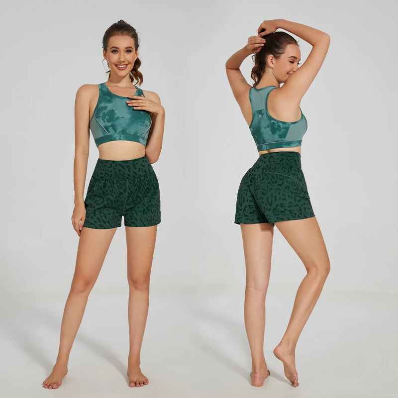 SEVENPALMS Women Yoga Shorts Running Jogging Print Gym Wear Mid-Waist Soft Sports Lady Clothing Sporty Fitness