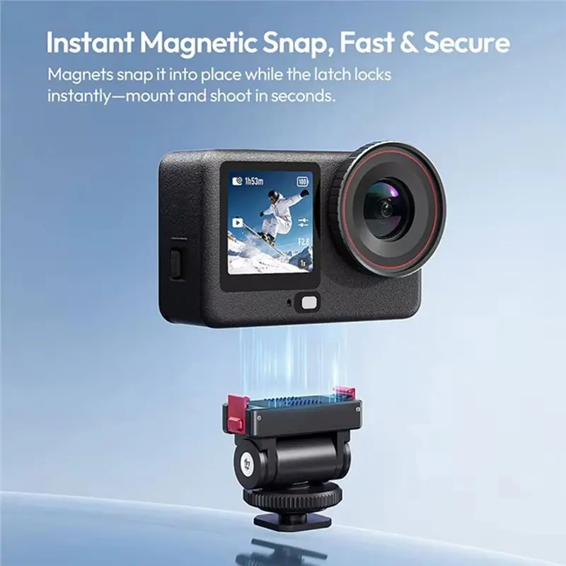 Фото Крепление OA27 Quick Release Cold Shoe с винтом 1/4 дюйма для DJI Action 6/Nano, магнитный адаптер для крепления на штатив 180° °   Регулировка наклона №5