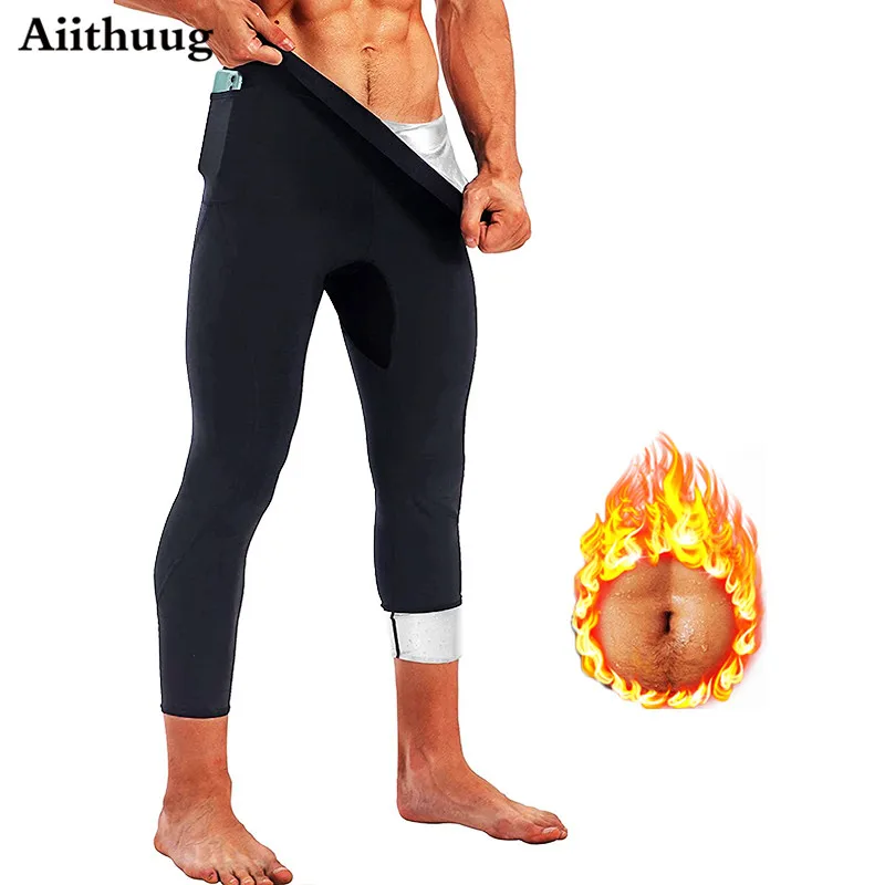 Aiithuug Waist Trainer Body Shaper Men Slimming Pants Sauna Sweat Neoprene Capris Men Weight Loss Body Suits Slim Training