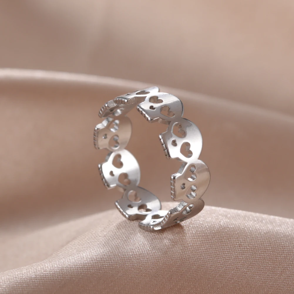 My Shape Панк Скелет черепа кольца для мужчин женщин сердце кольцо из нержавеющей