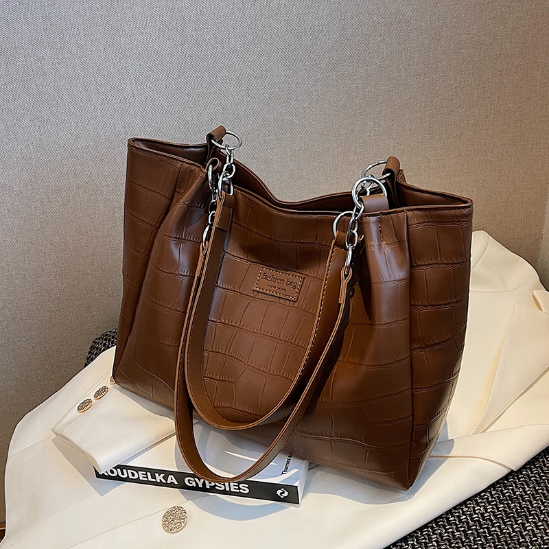 

Tote Bags for Women 2023 Trend Designer Winter Simple Solid Color PU Leather Big High Capacity Shoulder Side Bags Handbags