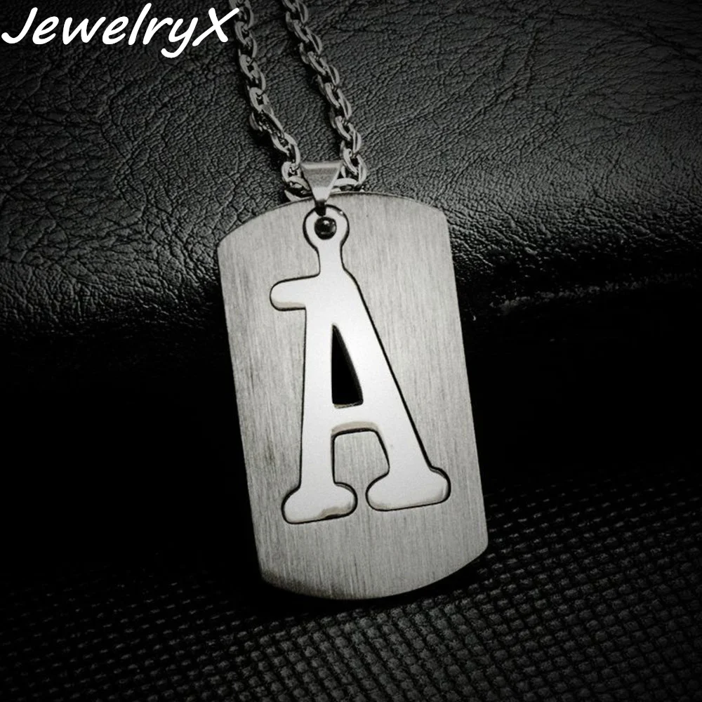 

JewelryX Custom Military Letter Necklace Personality Stainless Steel Initials Pendant Choker For Unisex Jewelry Birthday Gift