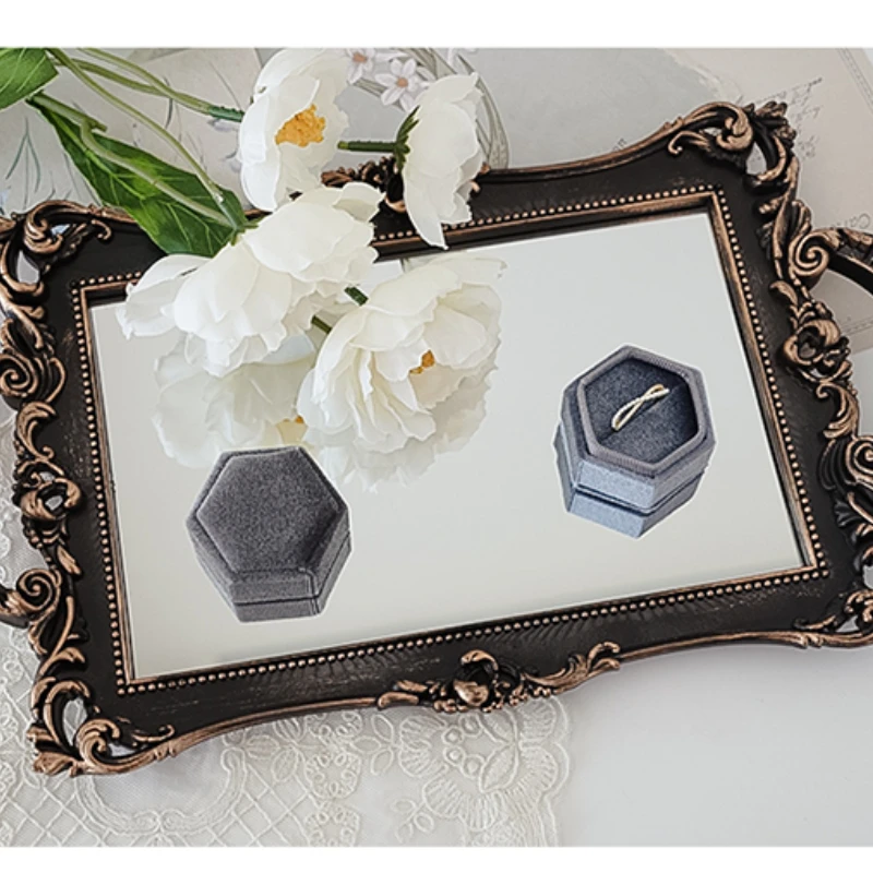 Ретро Роскошный резной зеркальный лоток из полипропилена пластиковый спрей