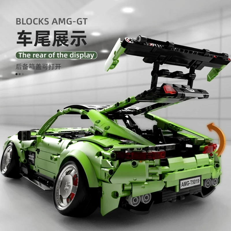 T5019 MOC Гальваническое зеленое AMG GT 2878 шт. модель супер автомобиля строительные