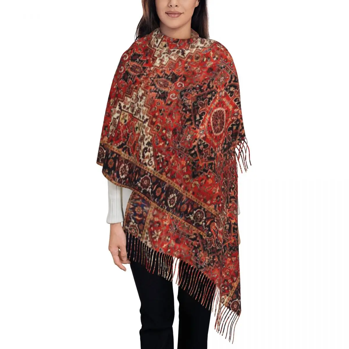 Винтажная персидская шаль Heriz в стиле бохо шарфы для женщин теплый большой мягкий