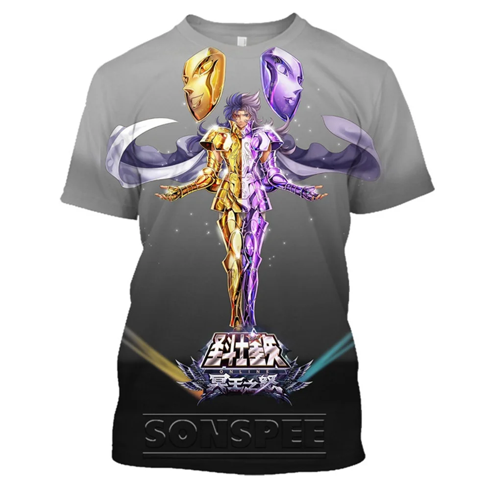 Футболка Saint Seiya футболки с аниме рисунком Camisetas манги Мужская одежда летняя