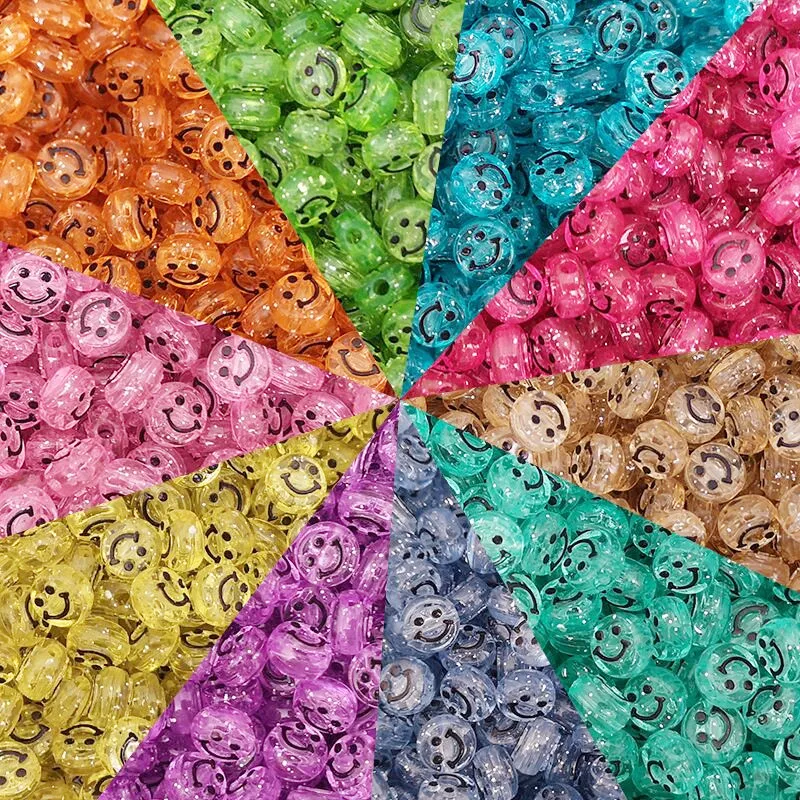 

500g/Pack 10mm Oval Acrylic Spacer Beads Smiley Face Beads, Used For Jewelry Making DIY Charm Bracelet Necklace