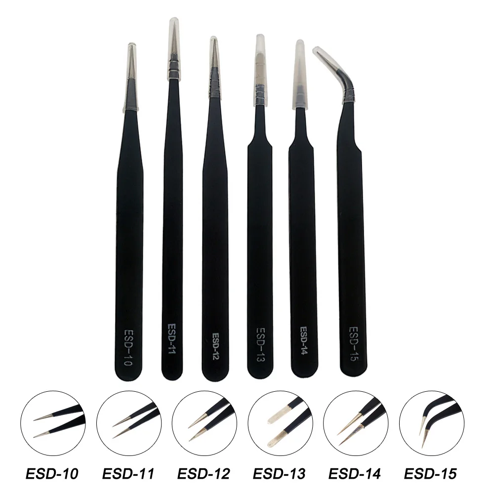 Антистатические пинцеты из нержавеющей стали ESD прецизионные инструменты для