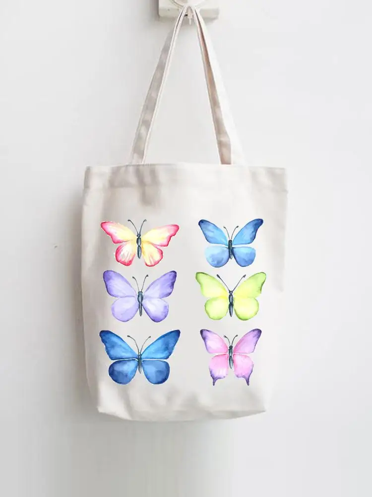 

Casual Shopper Shopping Handbags Women Fashion Print Female 90s New Lovely Butterfly Shoulder Girls Graphic Canvas Tote Bag