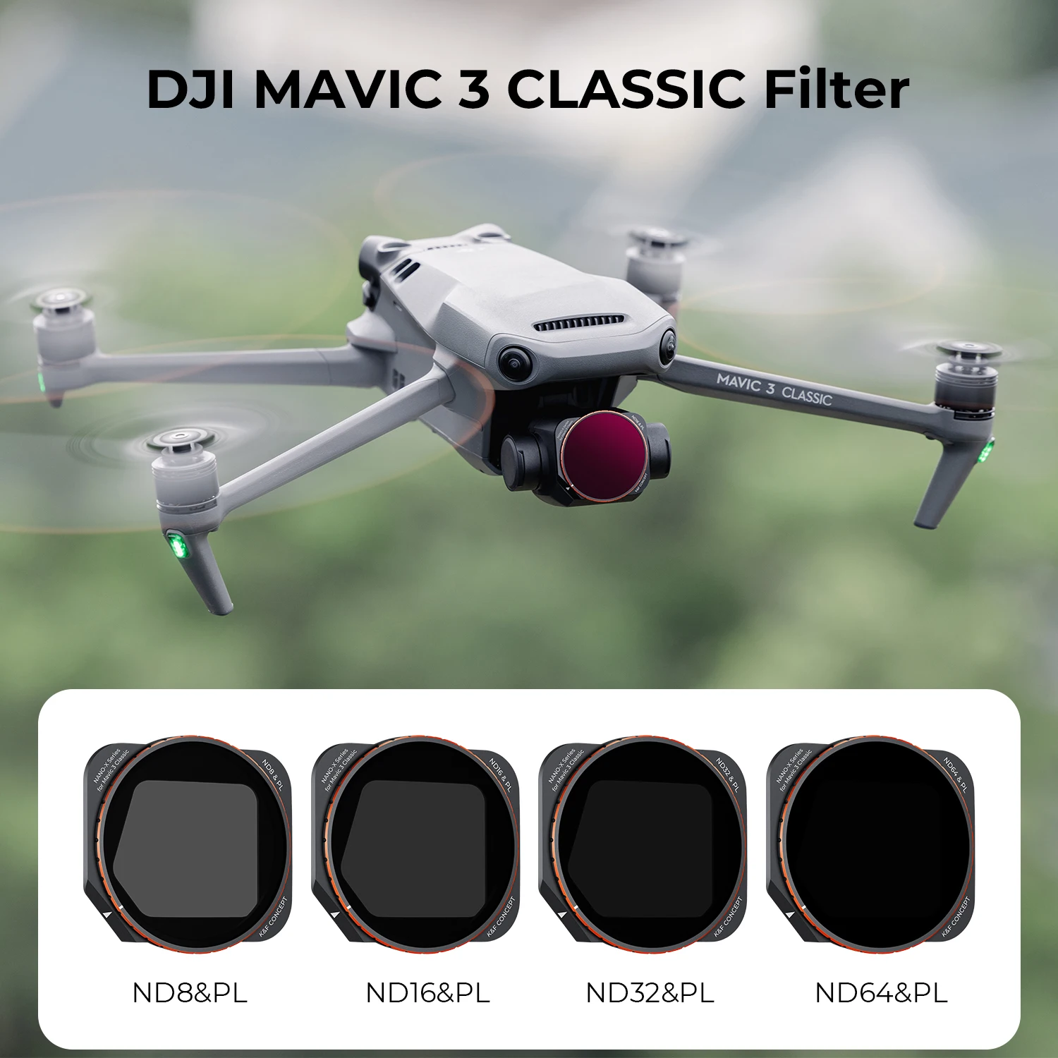 K&F Concept Drone Filters for DJI Mavic 3 Classic Filter 4pcs Set ND/PL8 ND/PL16 ND/PL32 ND/PL64 Camera Filters Kit Accessories enlarge