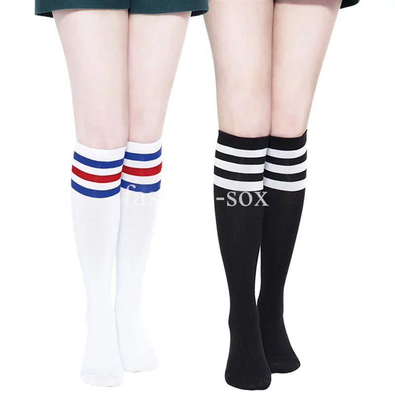 

Compression Socks Black White Striped Socks Soccer Football Socks Lolita Long Socks Kawaii Cosplay Warmer Knee High Stockings
