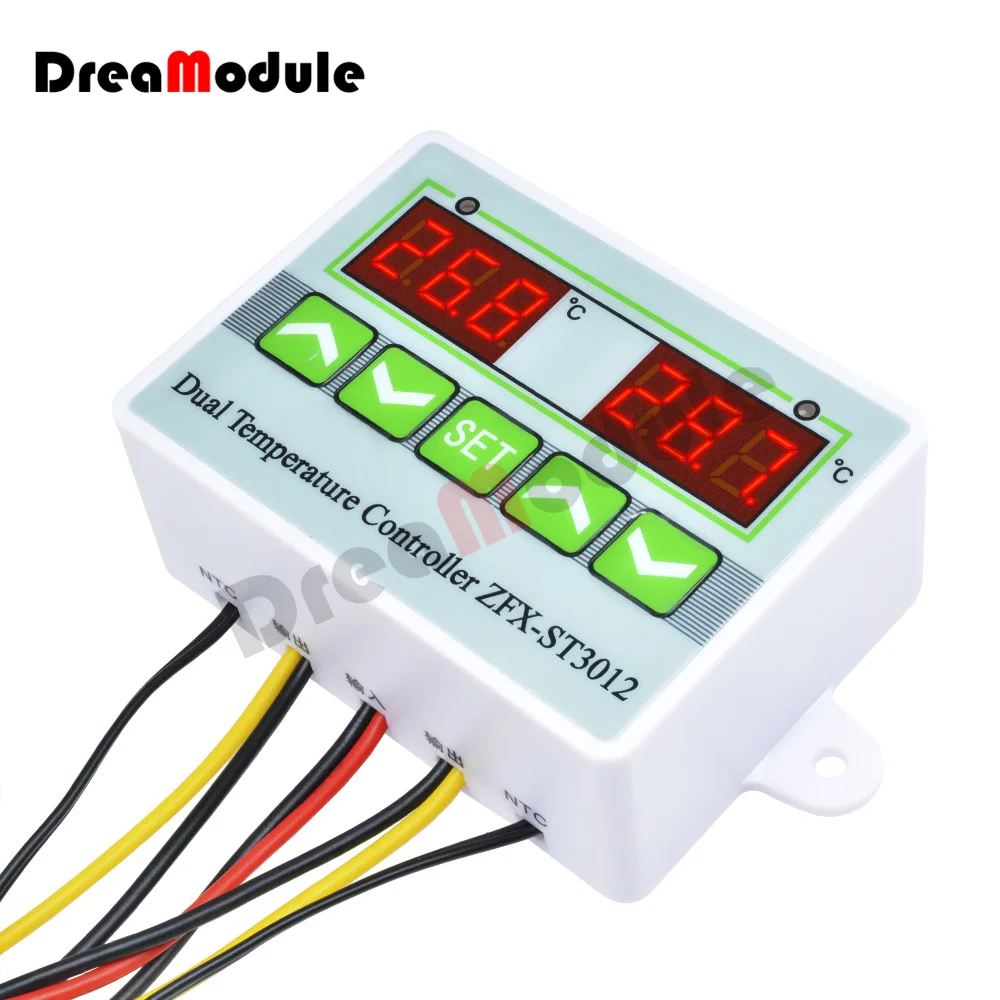 st3012 intelligent temperature controller switch dual temperature control electronic temperature controller 12v relay output free global shipping