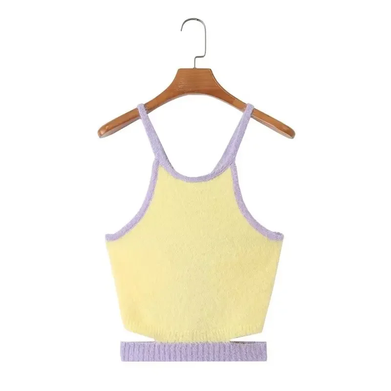 Новые летние женские дизайнерские эстетические цветные блокирующие жилет с