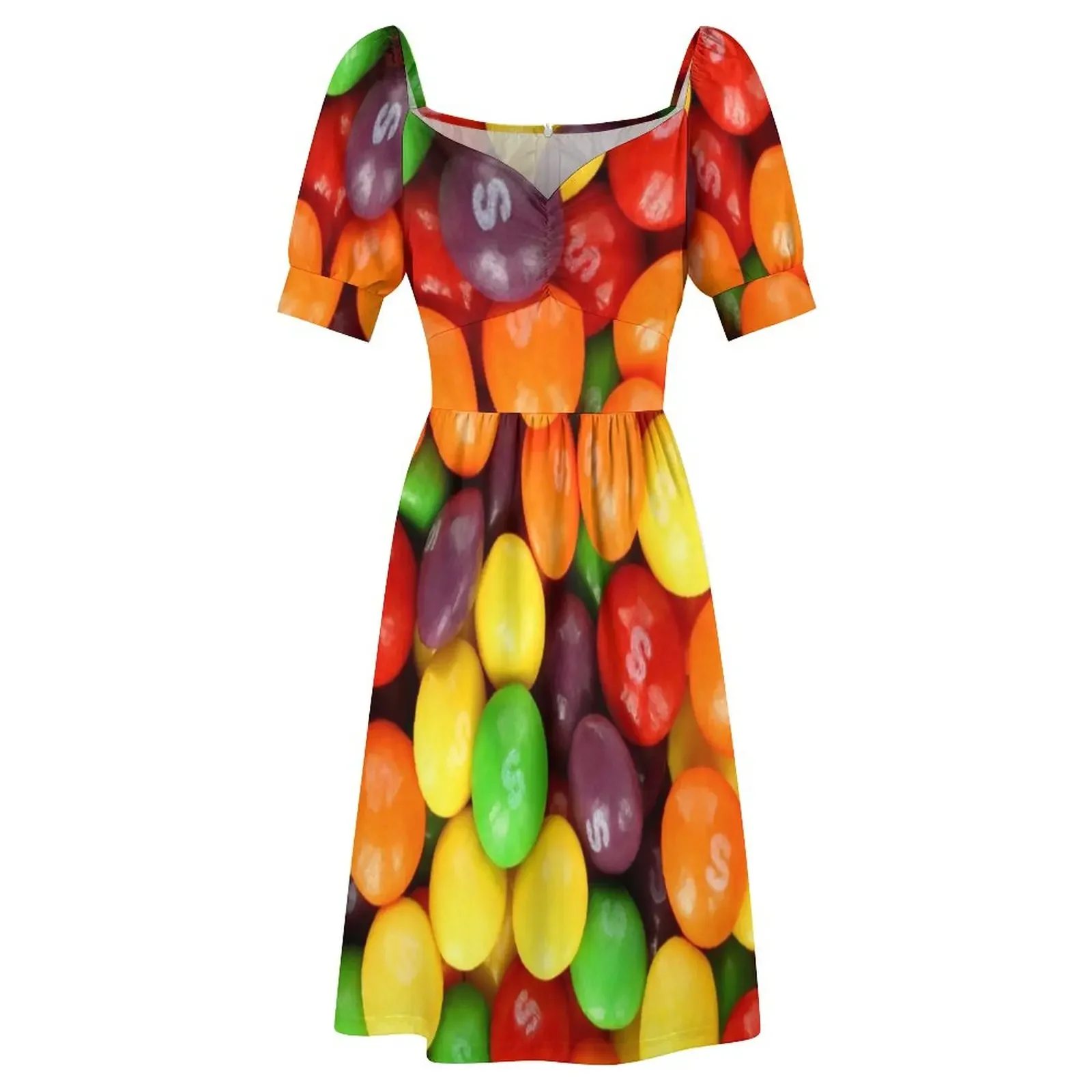 Skittles Платье с короткими рукавами Летняя женская одежда Женские платья юбка