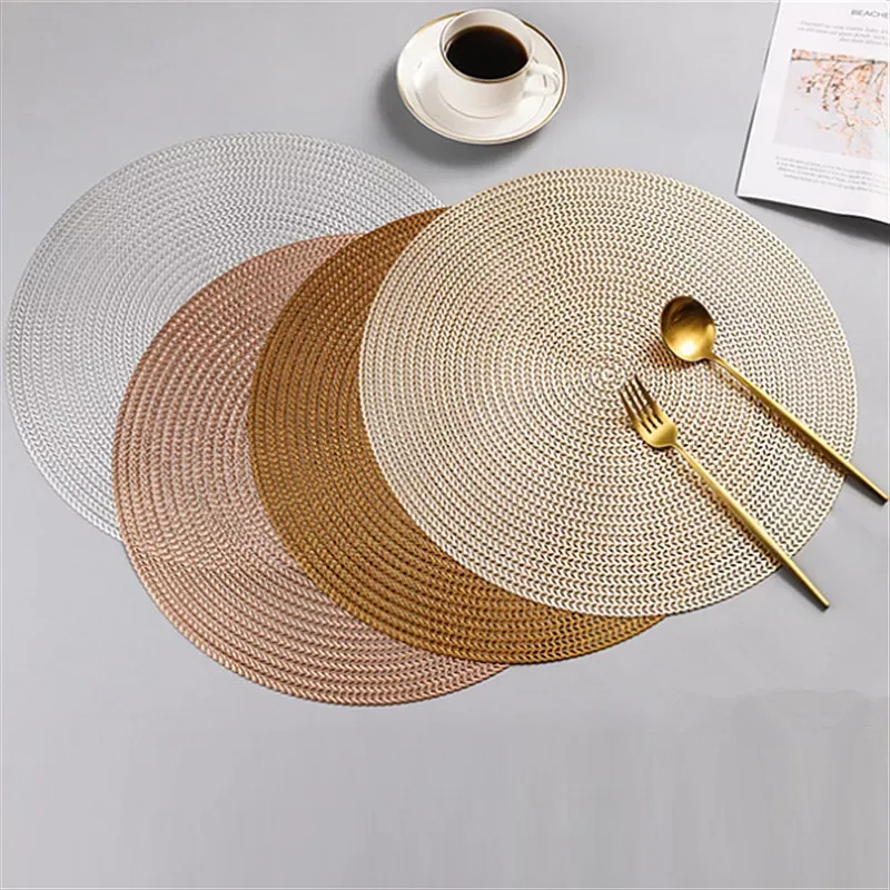 

Round Placemats Restaurant PVC Meal Pads Dining Table Insulation Mats Coasters Non-Slip Hotel Restaurant Steak Pad Kitchen Decor