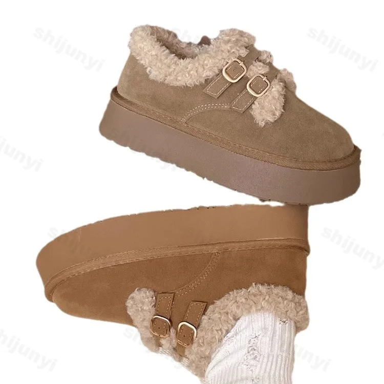 Зимние женские сохраняющие тепло ботинки на платформе из хлопка модные