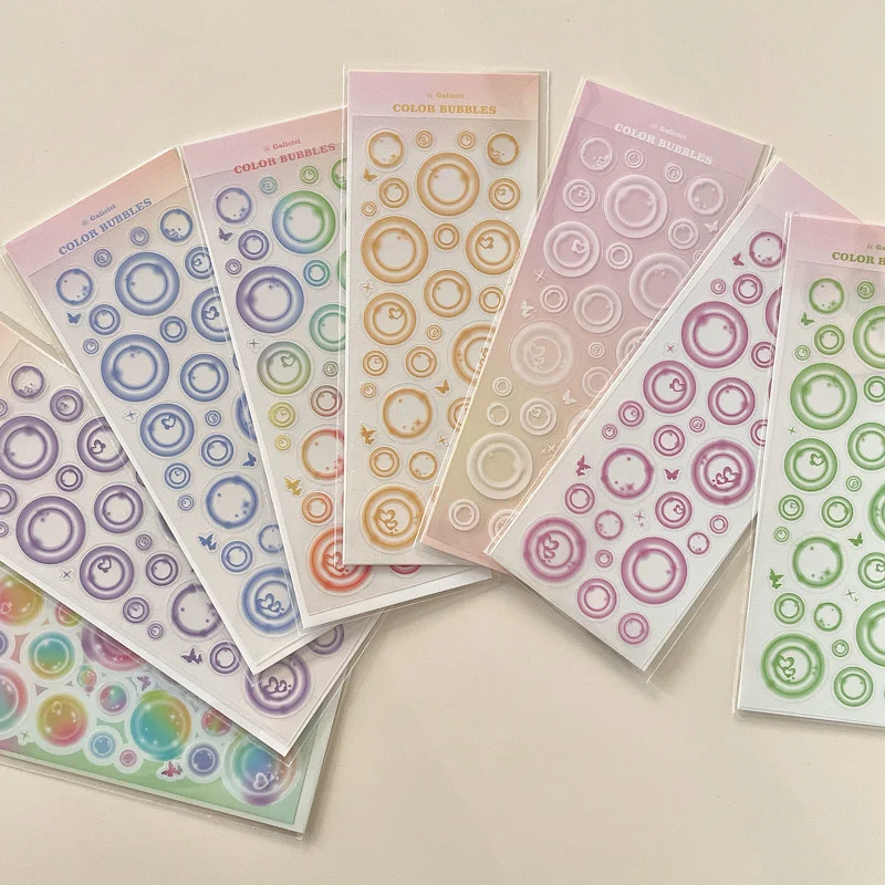 1Pc Gradient Transparent Bubble Pvc Laser Decorative Sticker Photo Album Card Making DIY Arts Projects Journaling Supplies