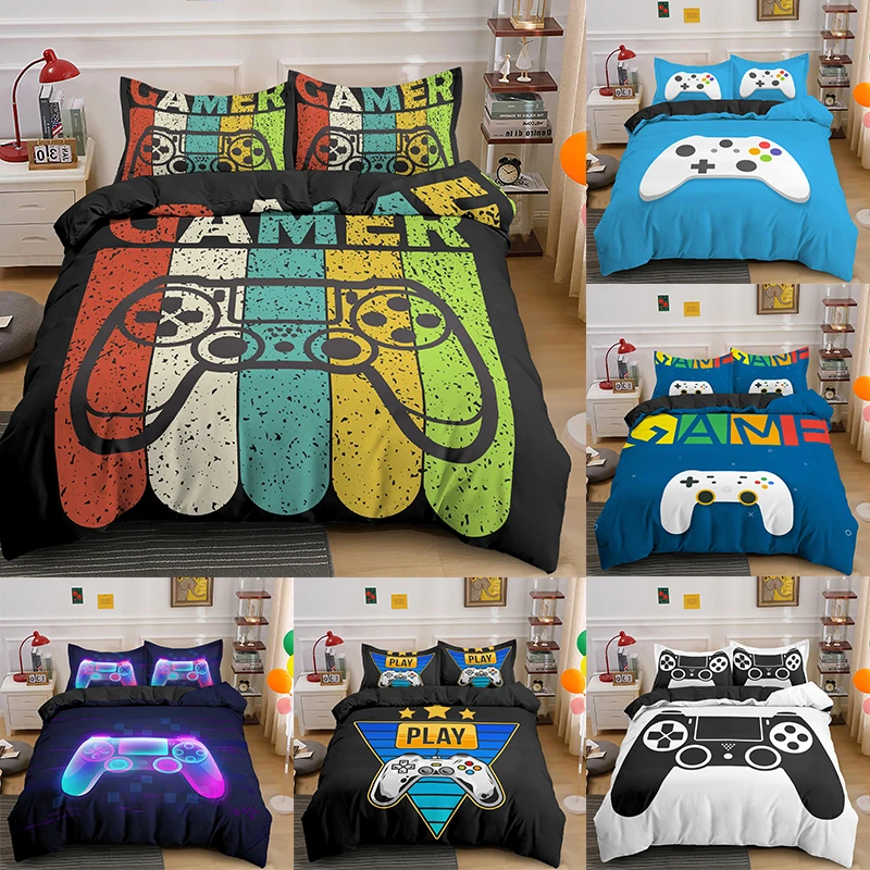 

Gift For Boys Duvet Cover Set Quilt Game Elements Printed Bedding