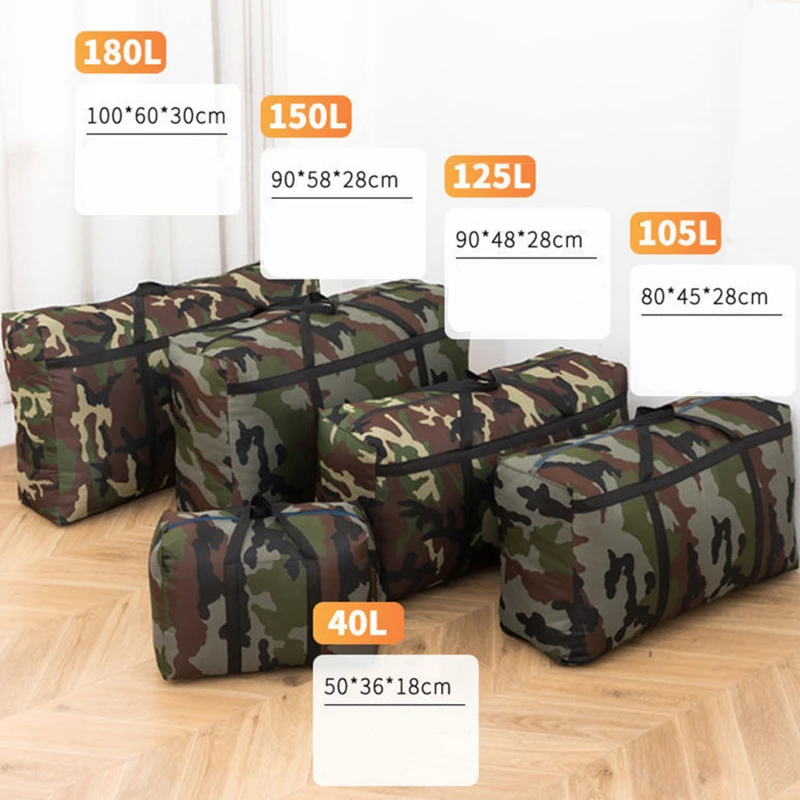 Portable Green Camouflage Bag Folding Travel Bags Nylon Waterproof Bag Large Capacity Hand Luggage Business Trip Traveling Bags images - 6