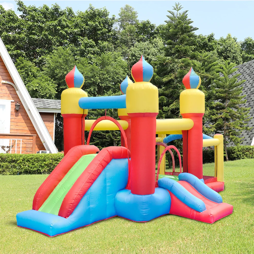 

Royal Slide Bounce House Inflatable Bouncr Jumper with Blower Palace Castle Kids Party Theme Birthday Outdoor Toys Lawn Games