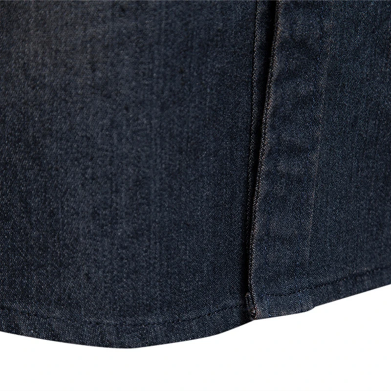 FOJAGANTO Men's Spring Denim Shirts Casual Solid Color Lapel Long Sleeve Fashion Slim Fit Cotton for Men |