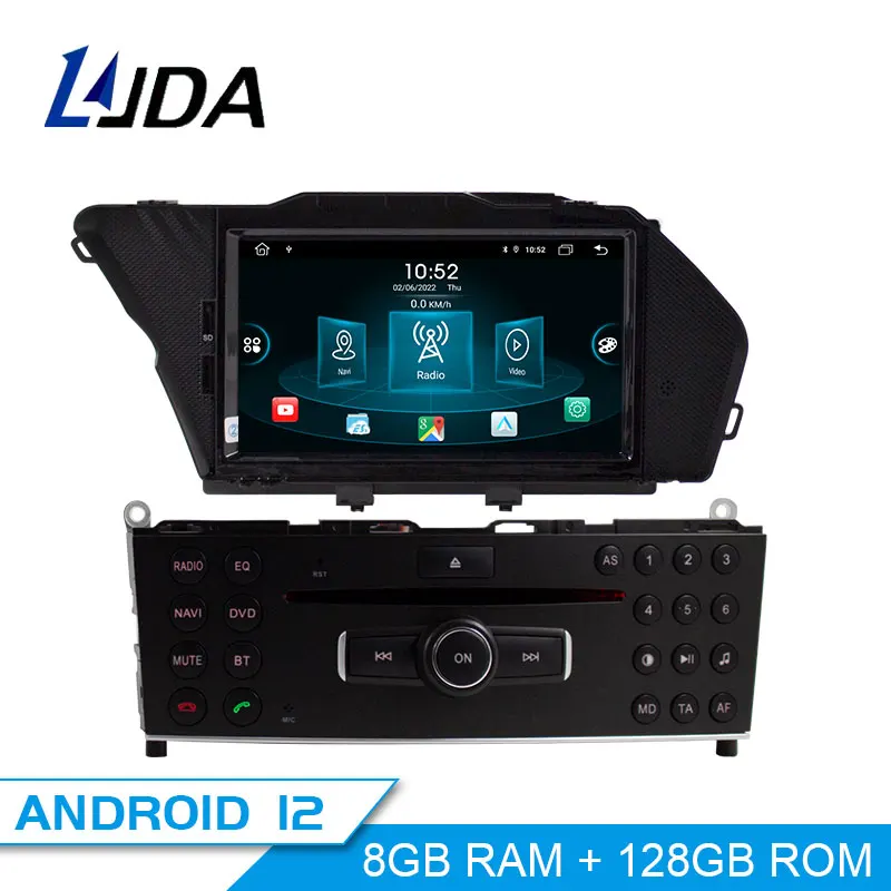 LJDA Android 12 Car DVD Player for MERCEDES BENZ GLK 2008 2009 2010 GPS Navigation 1 Din Car Radio Multimedia Wifi Stereo DSP