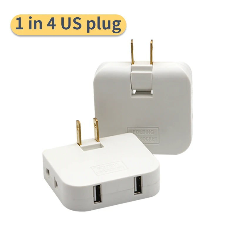 

1 IN 4 American Standard Conversion Plug 180 Degree Rotation Dual USB Interface Is Applicable To The United States Canada Mexico