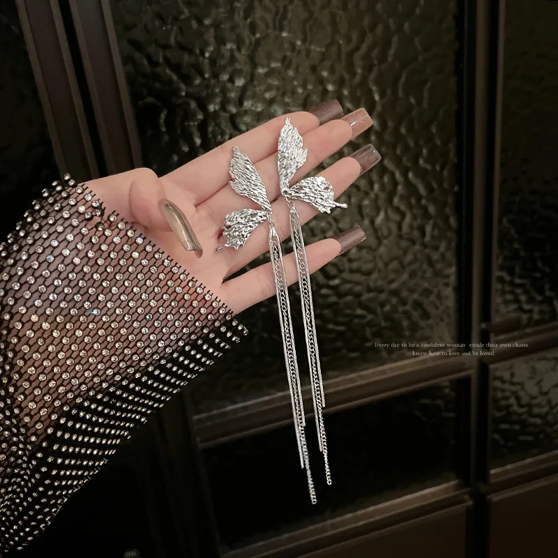 Серьги-кисточки с крыльями бабочки для женщин и девушек корейские длинные
