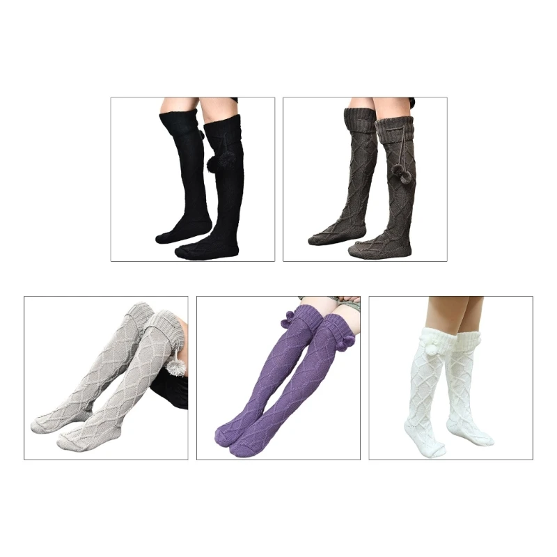 

Women Winter Cable Knit Solid Color Over Knee Boot Socks Stockings