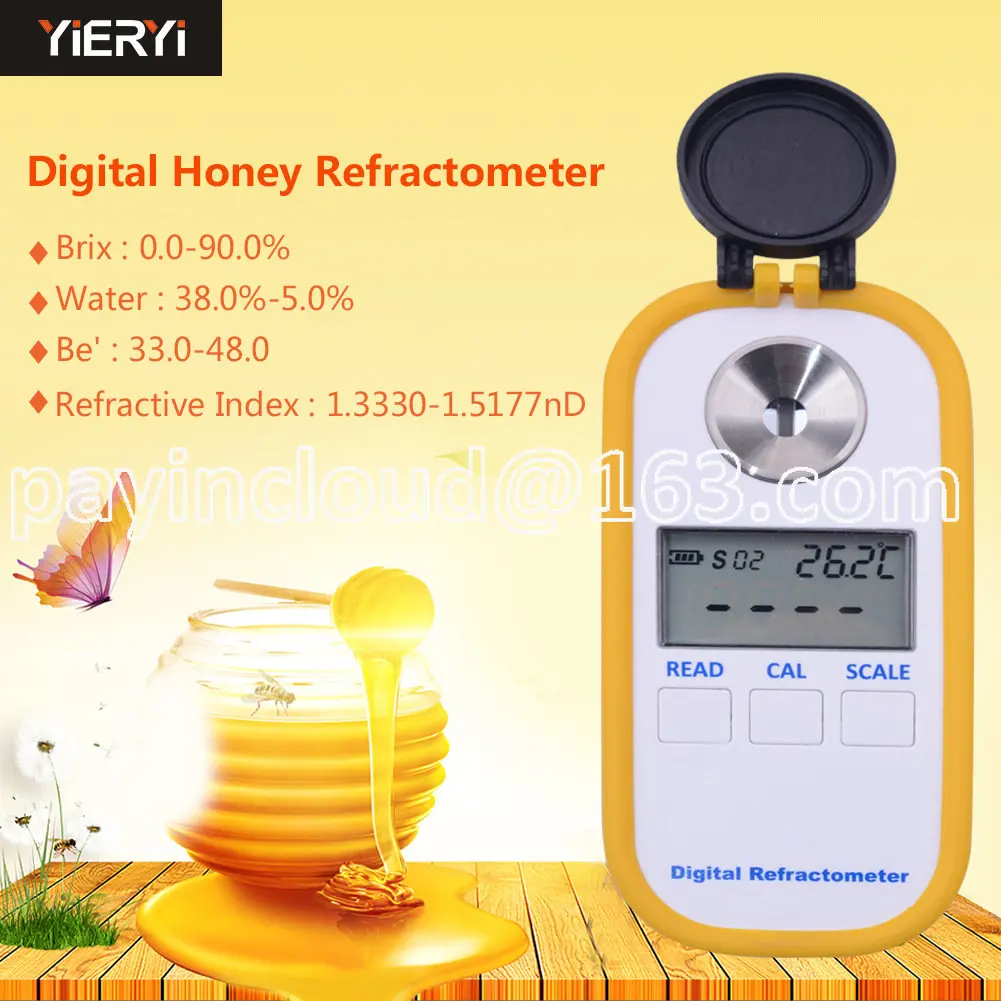 

DR301 Portable Digital Honey Refractometer Sugar Content 0-90% Pome Handheld Detector