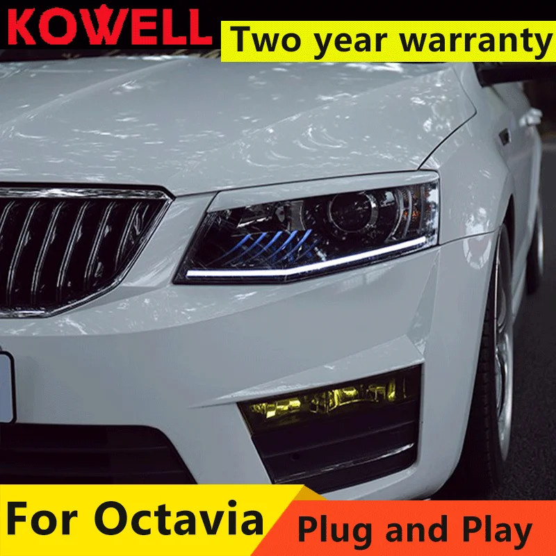 

Фары для Skoda Octavia 2015-2017, автомобильные светодиодные фары DRL Hella 5, ксеноновые линзы Hid H7 Octavia, автомобильные аксессуары