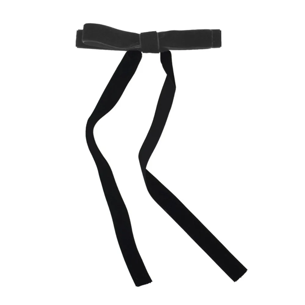 Заколка для волос атласная шелковая бархатная с бантом и лентой