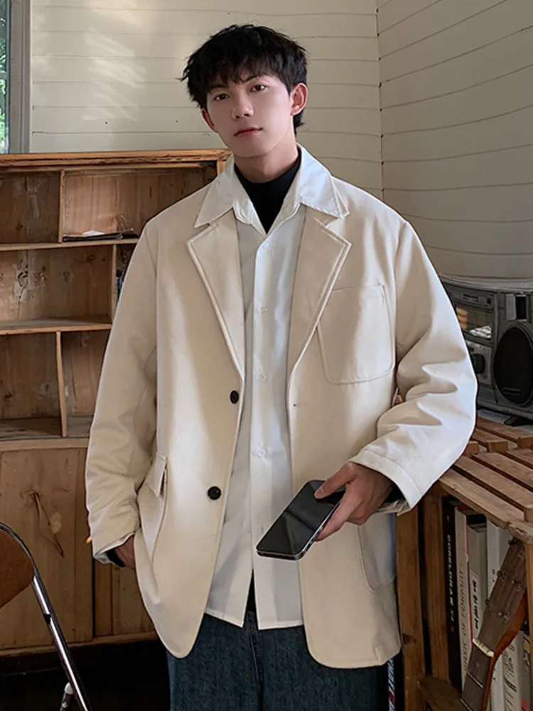 

SYUHGFA Men's Suede Jacket Fashion Solid Color Casual Suit Loose 2022 Autumn Korean Style Male Blazers New Brand Clothing