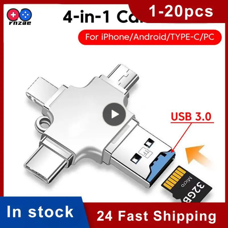 

Computer Peripherals Phone Adapter Accessories Mobile Treasure Mini And Compact Four In One Multifunctional Otg Adapter Silver