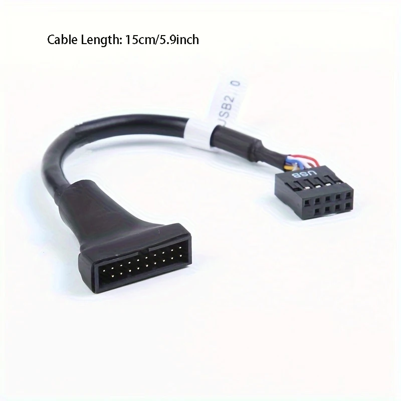 Фото Кабель-адаптер USB 3.0 на 2.0, 15 см, 20-контактный штекер на 9-контактный разъем для материнской платы, для ПК, для двухкамерных корпусов №5