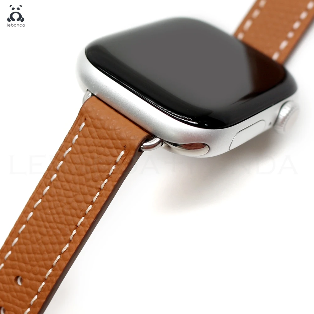 Фото Ремешок Lebanda Hapi Attelage Single Tour для Apple Watch Series 11 10 9 8 7 6 SE3, роскошный кожаный ремешок с плотно прилегающим адаптером и H-образной пряжкой №3