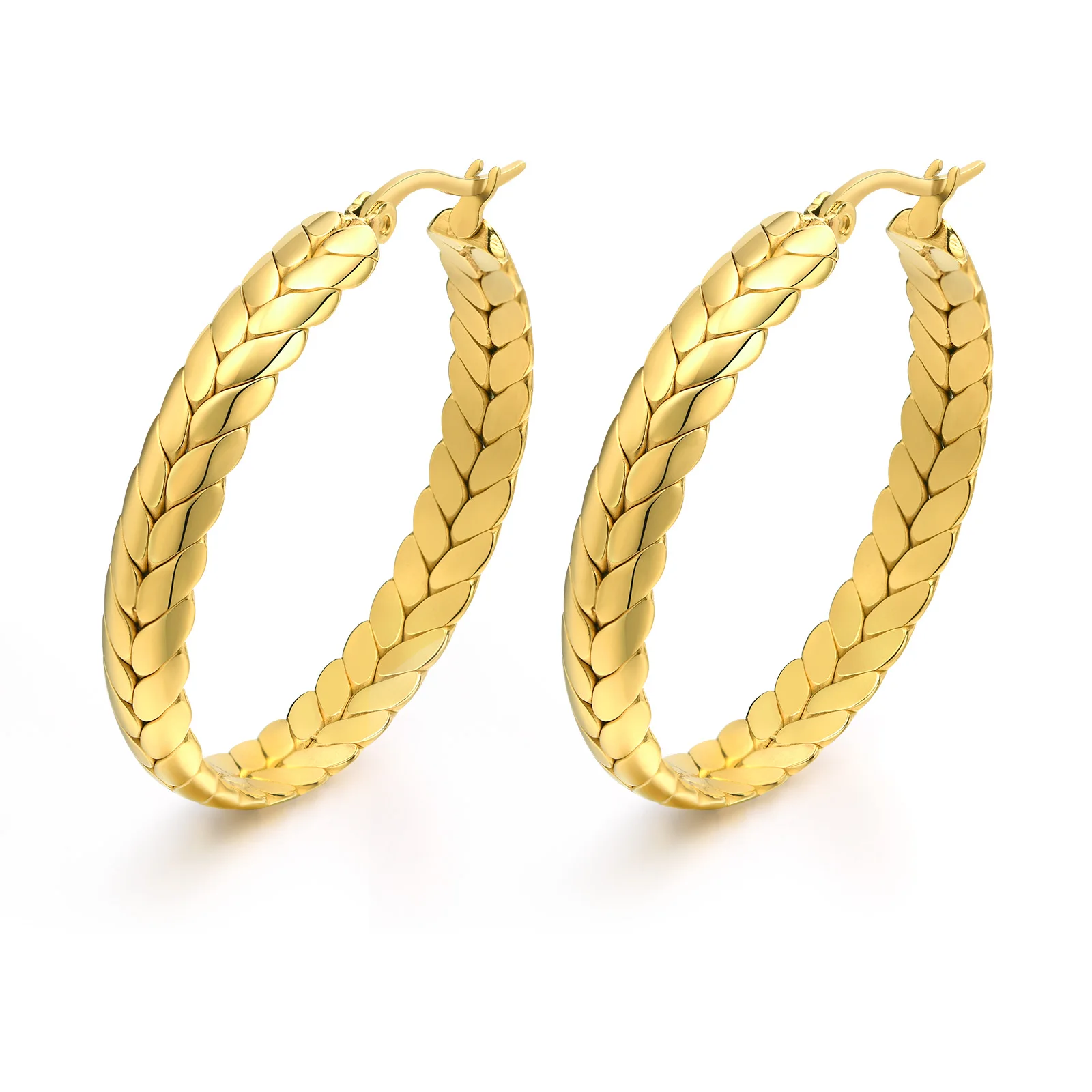 

Wheat Hoop Earrings for Women, Stainless Steel Braided Wave Earring for Her, Valentine's Day Gift